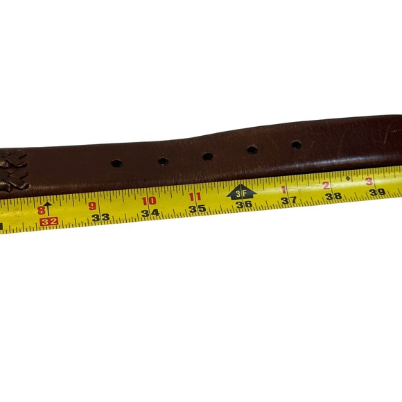 Tommy Bahama Mens Brown Genuine Leather Woven Belt Silver Buckle Size 36 - Picture 4 of 13